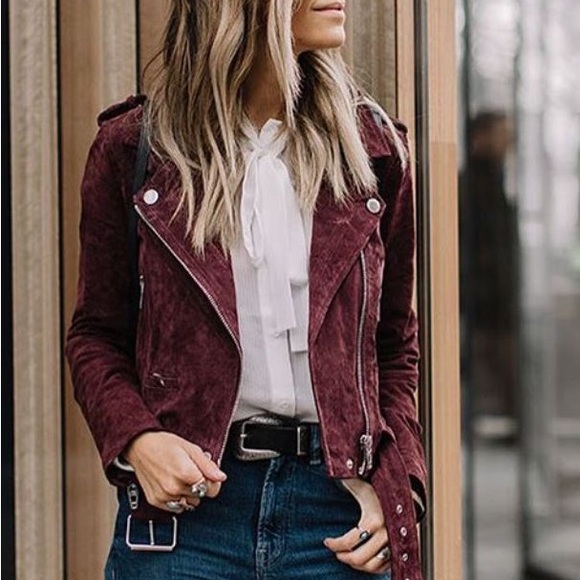 Blank NYC Burgundy Suede Moto Jacket - Picture 2 of 8